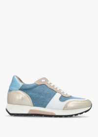 DWRS Dumfries Blue White Denim & Leather Trainers Size: 40, Colour: Bl