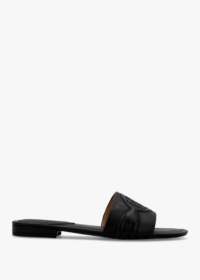 LAUREN RALPH LAUREN Alegra III Black Leather Slider Sandals Size: 5, C