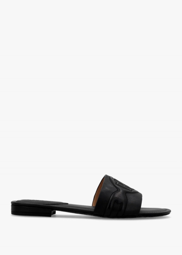 LAUREN RALPH LAUREN Alegra III Black Leather Slider Sandals Size: 5