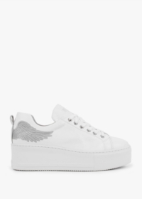 Marte Women's Angels Rise White Leather Flatform Trainers In White Siz