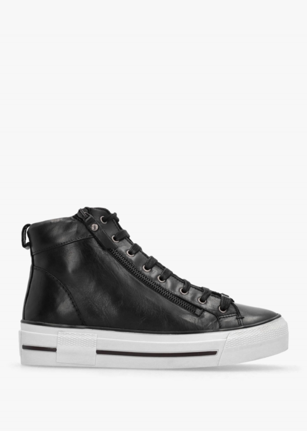 MODA IN PELLE Annaken Black Leather High Top Trainers Colour: Black Le