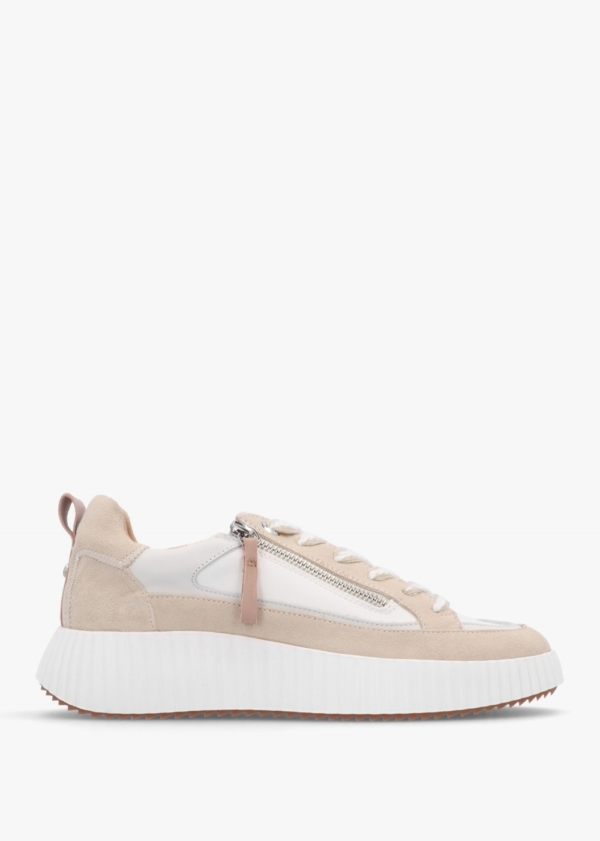 MODA IN PELLE Bouville Off White Leather & Suede Chunky Trainers Size: