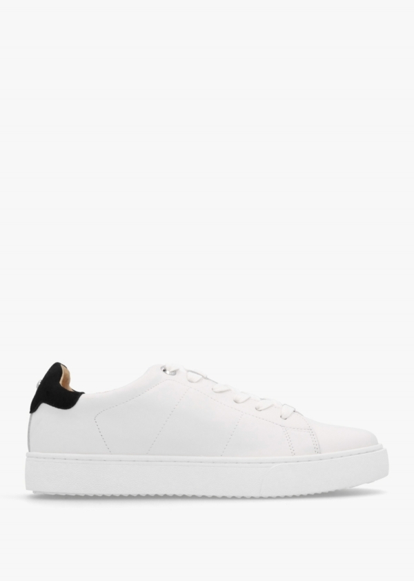 MODA IN PELLE Brandie White Leather Black Ankle Tab Trainers Size: 41