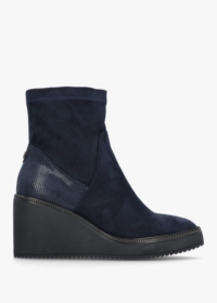 MODA IN PELLE Kallie Navy Suedette Wedge Ankle Boots Size: 41, Colour: