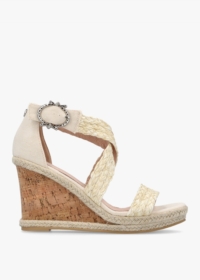 MODA IN PELLE Pursuit Natural Textile Wedge Sandals Colour: Beige Rept