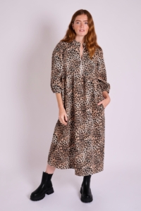 MuthaHood Zelda Leopard Denim Dress