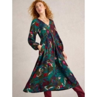 White Stuff Womens Green Print Izzy Midi Dress