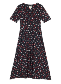 Joanie Clothing Thea Moons And Stars Print Jersey Midaxi Dress-8 (Black)